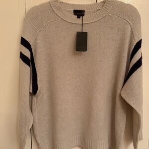 J. Crew Collection Cream Cashmere Sweater with Navy Stripes